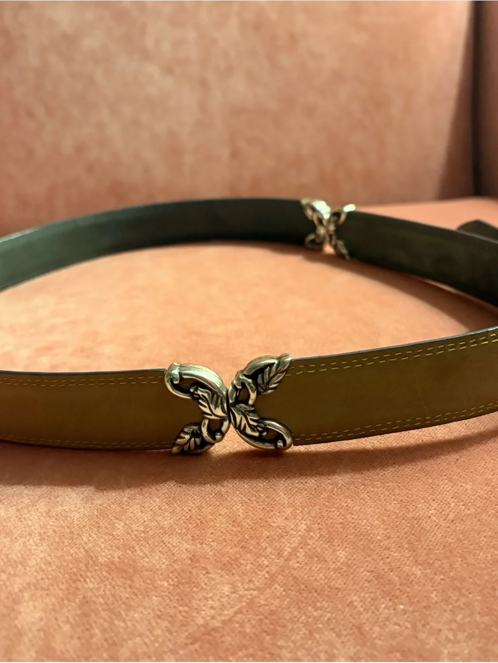 Brighton - Vintage-Inspired Gray/tan reversible Leather Belt with silver buckle